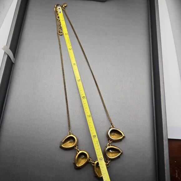 J Crew Faceted Amber Teardrop Crystal Collar Necklace 18" Gold-Tone Spring Ring - Picture 6 of 9